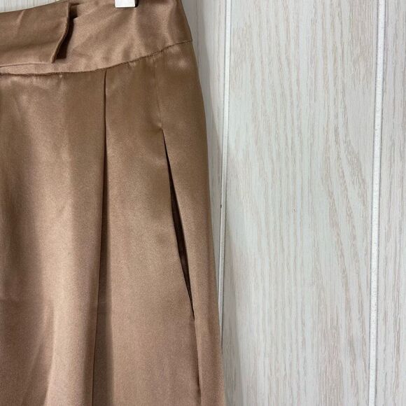 The Sei Womens Brown High-Rise Silk Wide-Leg Trouser Pants Size 4 - Picture 3 of 8